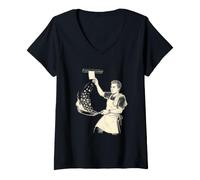 Women's Line Cook Saute Pan Flip Action Kitchen Art V-Neck T-Shirt