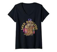 Womens Line Dancer Country Line Dancing Cowboy Boots Hat Line Dance V-Neck T-Shirt
