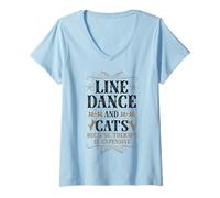 Womens Line Dancing Dance Teacher Cat Line Dance And Cats Because V-Neck T-Shirt