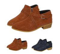 Women's Lined Elegant Ankle Boots with Short Heel, Suede Short Boots, Comfortable Pointed Ankle Boots, Simple Boots, Leisure Western Boots, Leather Boots, Plain Flat Shoes, brown, 8 UK