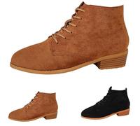 Women's Lined Elegant Ankle Boots with Short Heel, Suede Short Boots, Comfortable Pointed Ankle Boots, Simple Boots, Plain Flat Shoes, Western Boots, Leisure, Low Boots, khaki, 9 UK