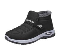 Women's Lined Winter Boots - Black Fleece Lace-Up Boots with Heel Non-Slip Snow Boots Winter Warm Half Shaft Boots Outdoor Biker Boots Comfortable Slip-On Boots Women's Boots, Z1 Black, 8.5 UK