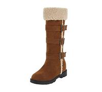 Women's Lined Winter Boots Elegant Suede Snow Boots | Long shaft boots with low heel, soft lining, thermal boots with buckle, winter warm slip-on boots