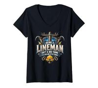 Women's Lineman Electric Cable Power Line Worker Being A Lineman V-Neck T-Shirt