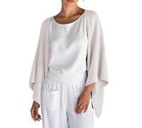 Women's Linen Cardigan 3/4 Sleeve Open Front Shawl Wrap Cover Ups Lightweight Kimono Shrug Poncho Loose Shrug Sweaters (A-Beige, M)