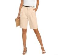 Women's Linen Cotton Blend Capri Pants Mid Waist Casual Summer Work Trousers for Commuting Office Vacation Black White Gray Blue Green Brown Plus Size(M Ivory)
