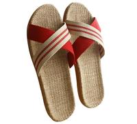 Women's Linen Slippers UK Sale Clearance , Ladies Flat Mule Sandals Summer Clogs Suede Non Slip Sliders Round Toe Backless Slip on Loafer Shoes Indoor Outdoor Low Wedge Sandal Comfort Footwear