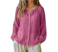 Women's Linen Tops Blouses Blouses for Women UK Elegant Button Down Long Sleeve Chiffon Linen Tops Lightweight Breathable Plus Size Sun Protective Shirts womens shirts Beach Coverups for Women UK