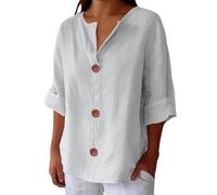 Womens Linen Tops Plus Size Plain Cotton Linen Office Blouse Deals 2025 Daily for Women Summer Plus Size Tee Essentials Vacation Beach Solid Blouses Tunic Top (01-G-Blue, S)