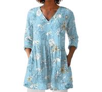 Women's Linen Tops Plus Size Polo Hawaiian Work Vest Tops Clearance 2025 New Womens Summer Printed Group Shirt Women's Linen Tee Casual Shirt (01-B-Light Blue, XXL)