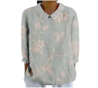 Womens Linen Tops UK 2025 Size 16 Linen Work Tunic Tops Sale Clearance Womens Essentials Top Summer Casual Tee Tshirt Ladies 2024 Floral Print Daily Tees Tunic Blouses (01-A-Sky Blue, XXL)