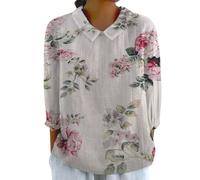 Womens Linen Tops UK Clearance 2025 Black Fashion Work Suits My Orders Womens Essentials Top Summer Casual Tee Tshirt Ladies 2024 Floral Print Daily Tees Tunic Blouses (01-C-Ag, L)