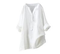 Womens Linen Tops UK Clearance Blue Longline Work Blouse Deals Womens Cotton Linen Daily Solid Essentials Summer Vacation Tunic Top Large Daily Casual Tee Blouses (01-D-Blue, XXL)