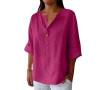 Womens Linen Tops UK Solid Longline Spring Vest Tops My Orders Linen Shirt for Women Summer Cotton and Linen Tee Essentials Holiday Beach Shirt Tunic Top (01-H-Hot Pink, XL)