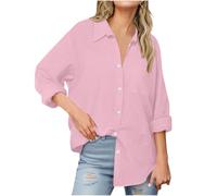 Women's Linen Tops with Pocket - Women's Long/Short Sleeve T-Shirts Elegant Button Sommer Beach Cover-Ups Women Loose Solid Shirt Plus Size Boho 50+ Uv Tunic for Women Tops UK Sale Clearance