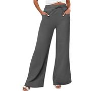 Women's Linen Trousers, Palazzo Pants, Elastic Waist Casual Solid Color Loose Straight Classics Everyday Casual Temperament Chic and Elegant Pants for Autumn