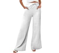 Women's Linen Trousers, Palazzo Pants, Elastic Waist Casual Solid Color Loose Straight Classics Everyday Casual Temperament Chic and Elegant Pants for Autumn