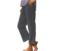 Womens Linen Trousers White Summer Loose Palazzo Lounge Pants with Pockets Elastic Waist Wide Leg Boho Trousers Ladies Casual Tracksuit Bottom Joggers 2025