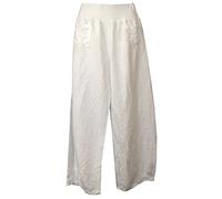 Womens Linen Trousers with elastic waistband. Made in Italy