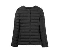 Womens Liner White Duck Down Jacket Collarless Crewneck Ultra Light Quilted Puffer Coat Black M