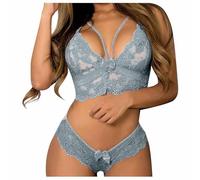 Women's Lingerie Sets Sexy Floral Lace Bras Knickers Underwear 2 Piece Set Soft Comfy Bra Top & Thong Panties for Ladies UK Plus Size My Recent Orders 2025 My Order Blue