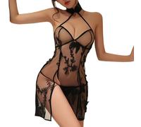 Women'S Lingerie Sets SUPA Sexy Cosplay Lingerie Chinese Cheongsam Qipao Transparent Hollow Costume(Black,One Size)