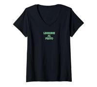 Womens Linguine al Pesto. Italian Pasta Retro Style V-Neck T-Shirt