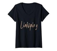 Womens Linköping Sweden Vintage Elegant Design V-Neck T-Shirt