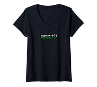 Womens Linux Sudo rm rf Programmer, Engineer, Opensource Funny V-Neck T-Shirt