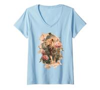 Women's Lion African Animal Lion Lover V-Neck T-Shirt