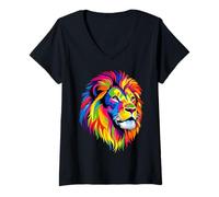 Womens Lion Big Cat Lions Mane Lion Love Wild Lions V-Neck T-Shirt
