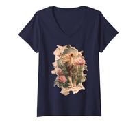 Women's Lion Butterfly V-Neck T-Shirt