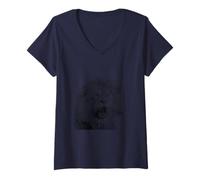 Womens Lion Head Majestic Wild Animal Art V-Neck T-Shirt