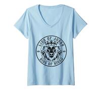 Womens Lion Of Judah Hebrew Israelite Christian Jewish African V-Neck T-Shirt