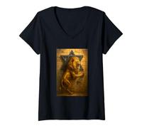 Womens Lion of Judah Jerusalem Western Wall The Star of David V-Neck T-Shirt
