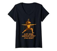 Womens Lion Soul - Warrior Spirit Yogi Heart V-Neck T-Shirt