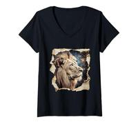 Women's Lion Stars Vintage V-Neck T-Shirt