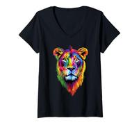 Womens Lioness Lion Young Wild Lionesses Lion Mom Little Cute Lions V-Neck T-Shirt
