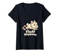 Women's Lionhead Rabbit Enthusiast Fluffy Breed Bunny Lover Gift V-Neck T-Shirt