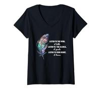 Womens Listen to the Wind It Talks Listen to the Silence it Speaks V-Neck T-Shirt