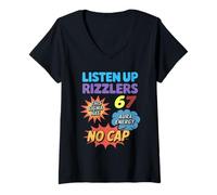 Womens Listen Up This Sigma Has 67 Aura Energy No Cap Funny Meme 67 V-Neck T-Shirt