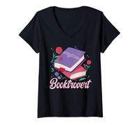 Women's Literary Reading Book Introvert Booktrovert Reading V-Neck T-Shirt