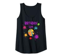 Womens Little Artist Paint Splatter Birthday Girl Tank Top
