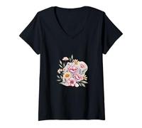 Womens Little Bloom Boho Wild Meadow Floral Theme V-Neck T-Shirt