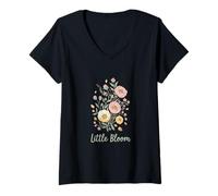 Womens Little Bloom Boho Wildflower Garden Inspired Design V-Neck T-Shirt