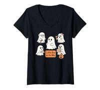 Womens Little Boo on The Way Cute Ghost Pregnancy Reveal Mom V-Neck T-Shirt