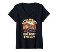 Womens Little Engineer Big Toot Energy Kids Train V-Neck T-Shirt