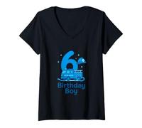 Womens Little Firefighter 6th Birthday Art V-Neck T-Shirt