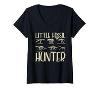 Womens Little Fossil Hunter Kids Children Funny Fossil Hunting V-Neck T-Shirt