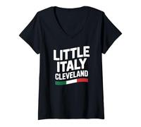 Womens Little Italy Cleveland Ohio Italian Immigrant Pride Flag V-Neck T-Shirt